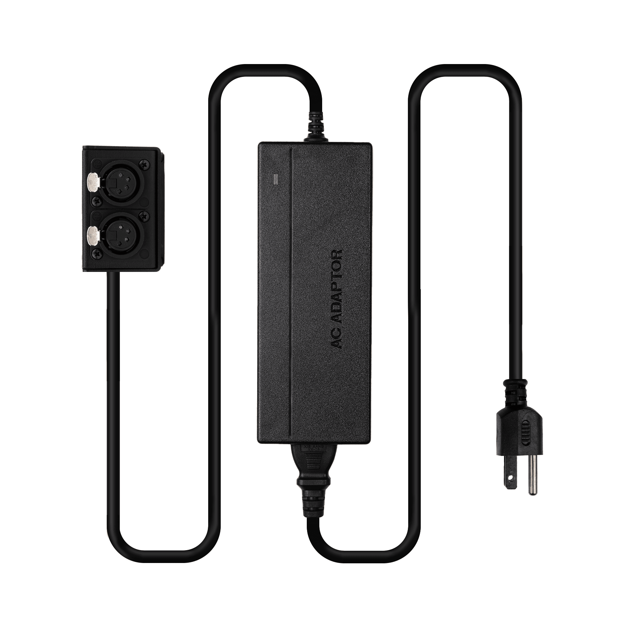 Indipro 12V AC Power Supply to Dual 4-Pin Female XLR Outputs (8',10A) 12V Power Supply Indipro