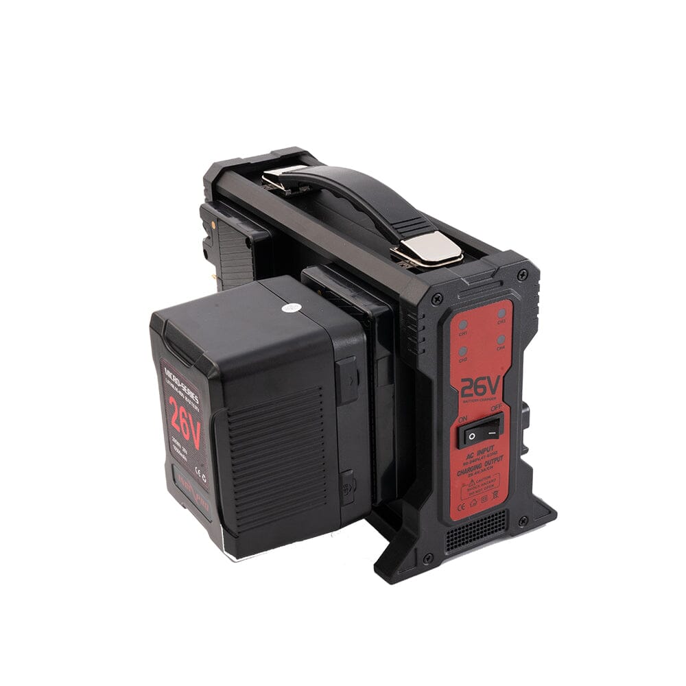 Indipro 2x Micro-Series 26V 265Wh Gold Mount Li-Ion Batteries and 26V Gold Mount Quad Charger Kit Battery Kit Indipro