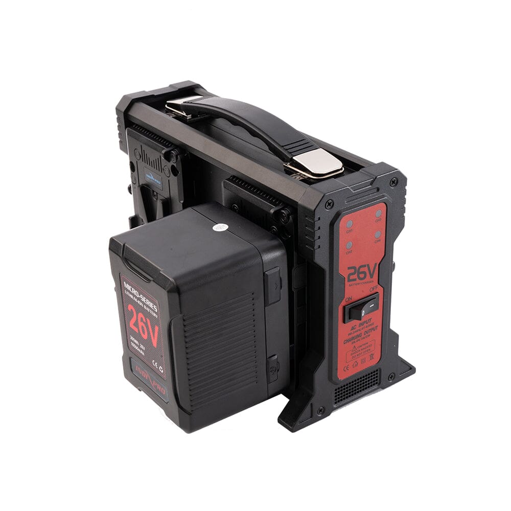 Indipro 2x Micro-Series 26V 265Wh V-Mount Li-Ion Batteries and 26V V-Mount Quad Charger Kit Battery Kit Indipro