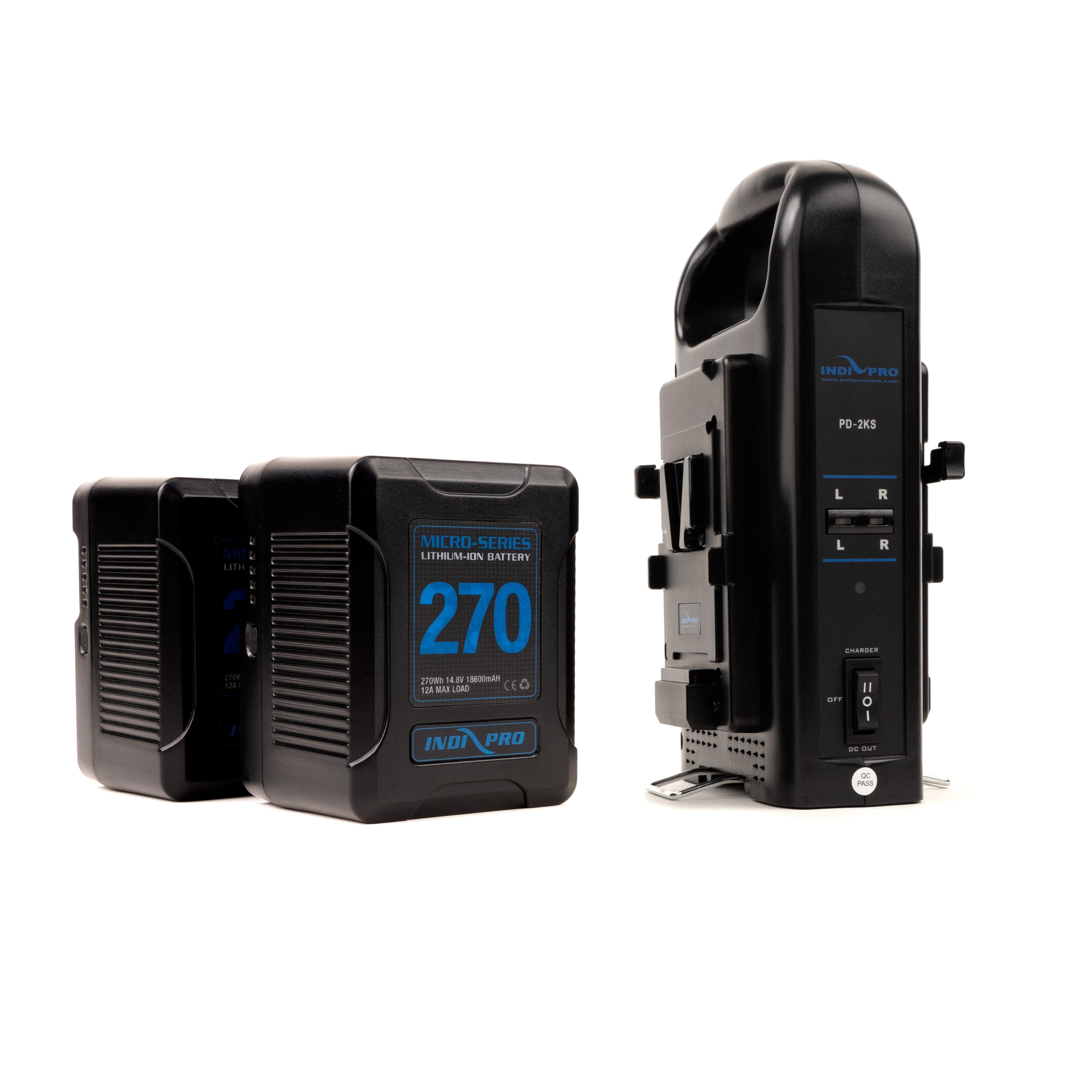 Indipro 2x Micro-Series 270Wh V-Mount Li-Ion Batteries and Dual V-Mount Battery Charger Kit Charger Kit Indipro Tools