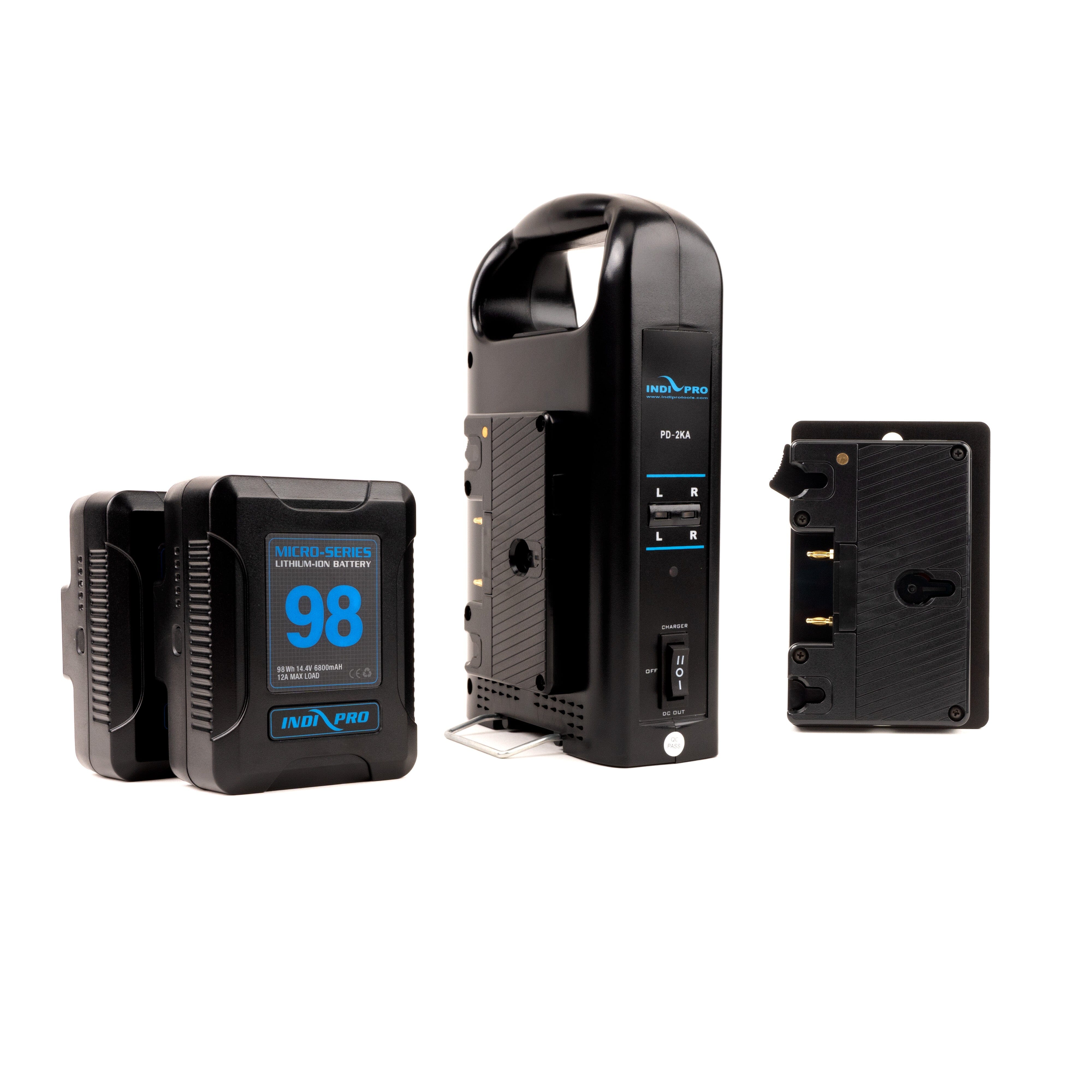 Indipro 2x Micro-Series 98Wh Gold Mount Li-Ion Batteries Blackamgic URSA Kit Charger Kit Indipro