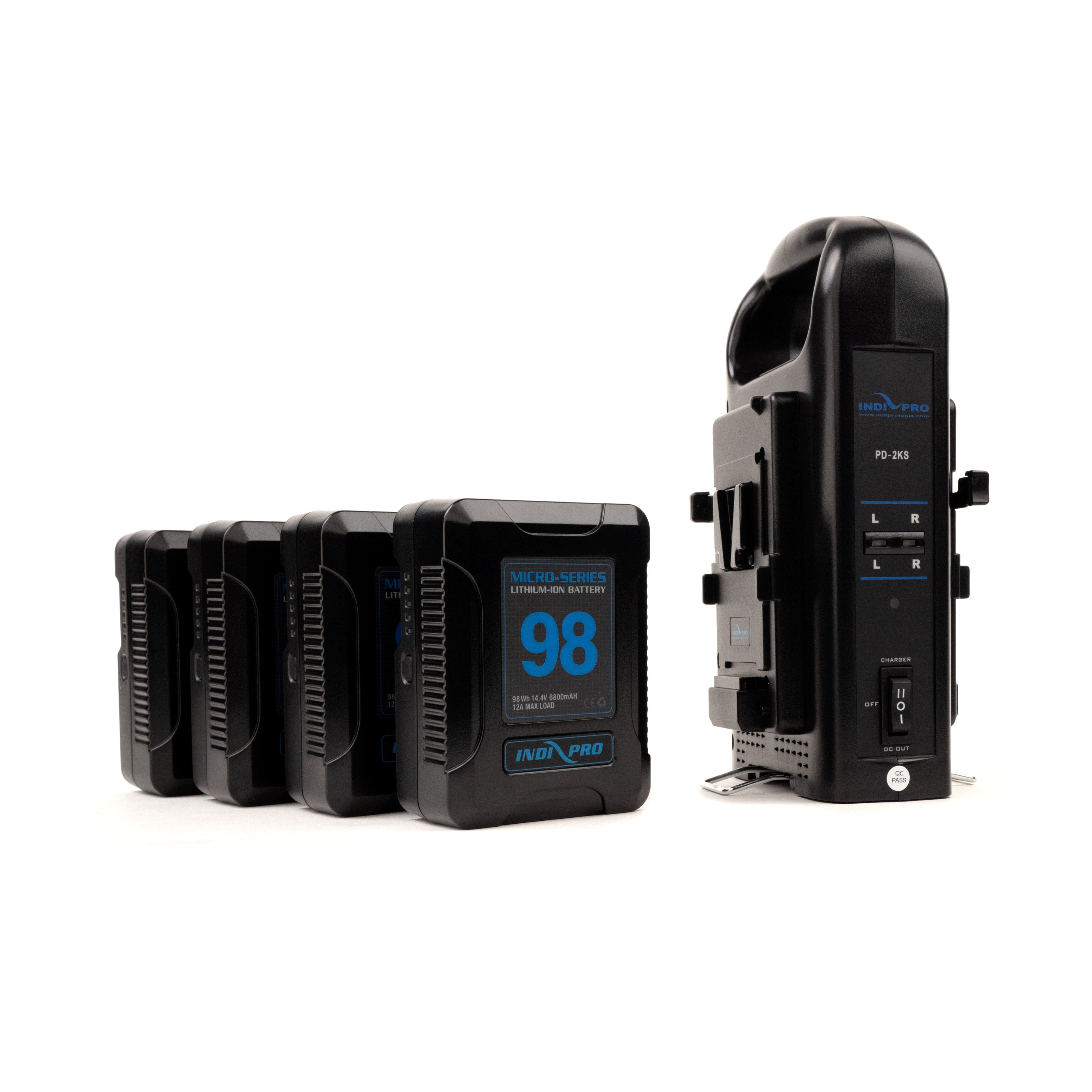 Indipro 4x Micro-Series 98Wh V-Mount Li-Ion Batteries and Dual V-Mount Battery Charger Kit Charger Kit Indipro Tools