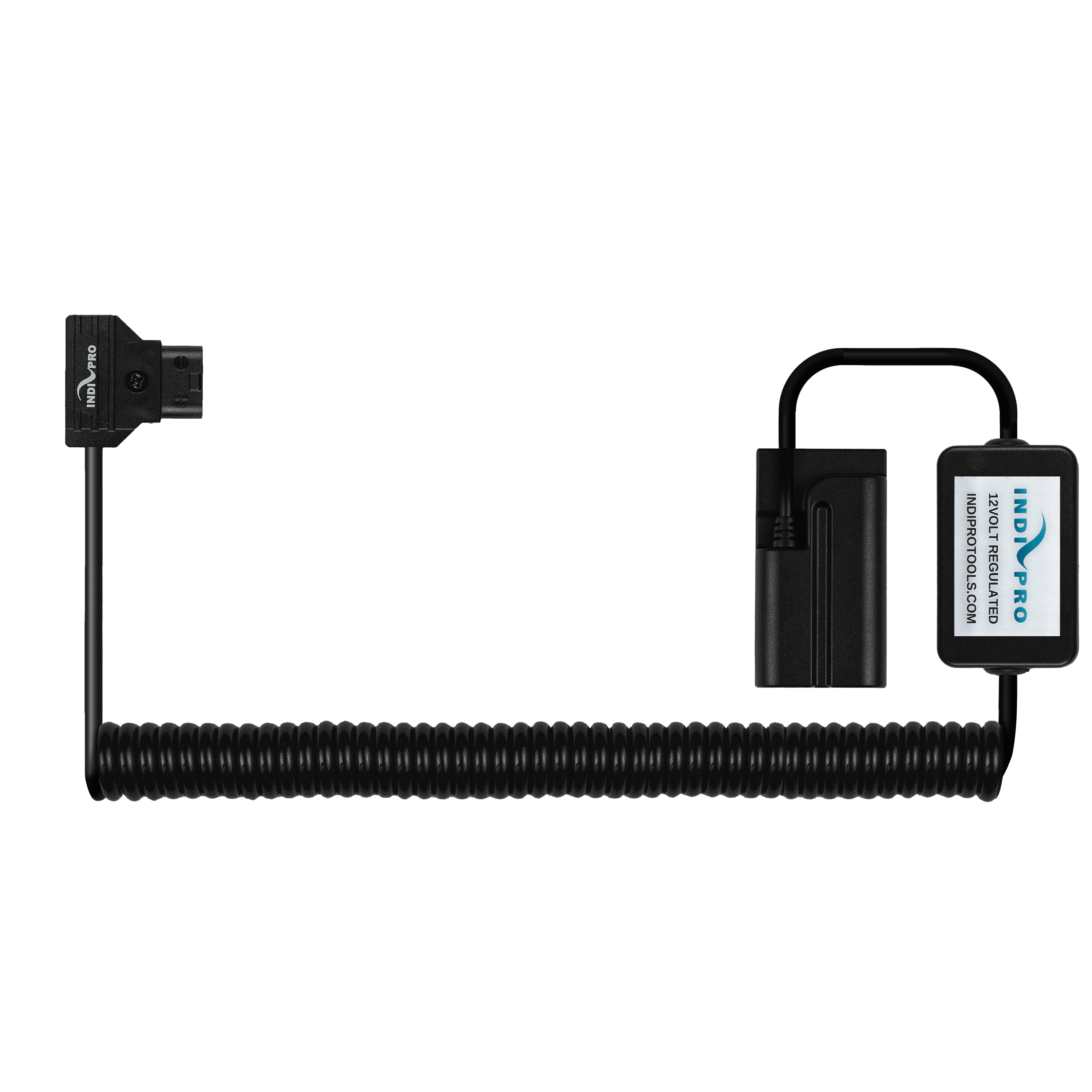Indipro Coiled D-Tap Power Cable to Sony L-Series (NP-F) Dummy Battery (24-36", Regulated) D-Tap Regulation Cables Indipro
