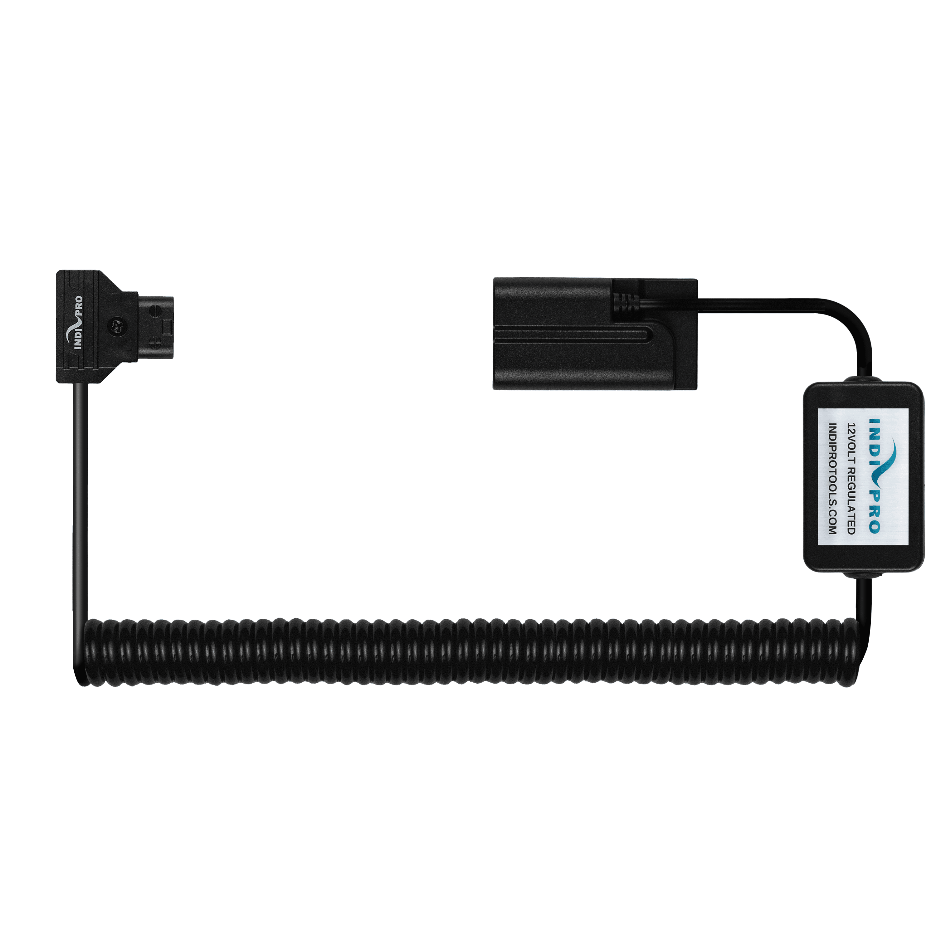 Indipro Coiled D-Tap Power Cable to Sony L-Series (NP-F) Dummy Battery (24-36", Regulated) D-Tap Regulation Cables Indipro