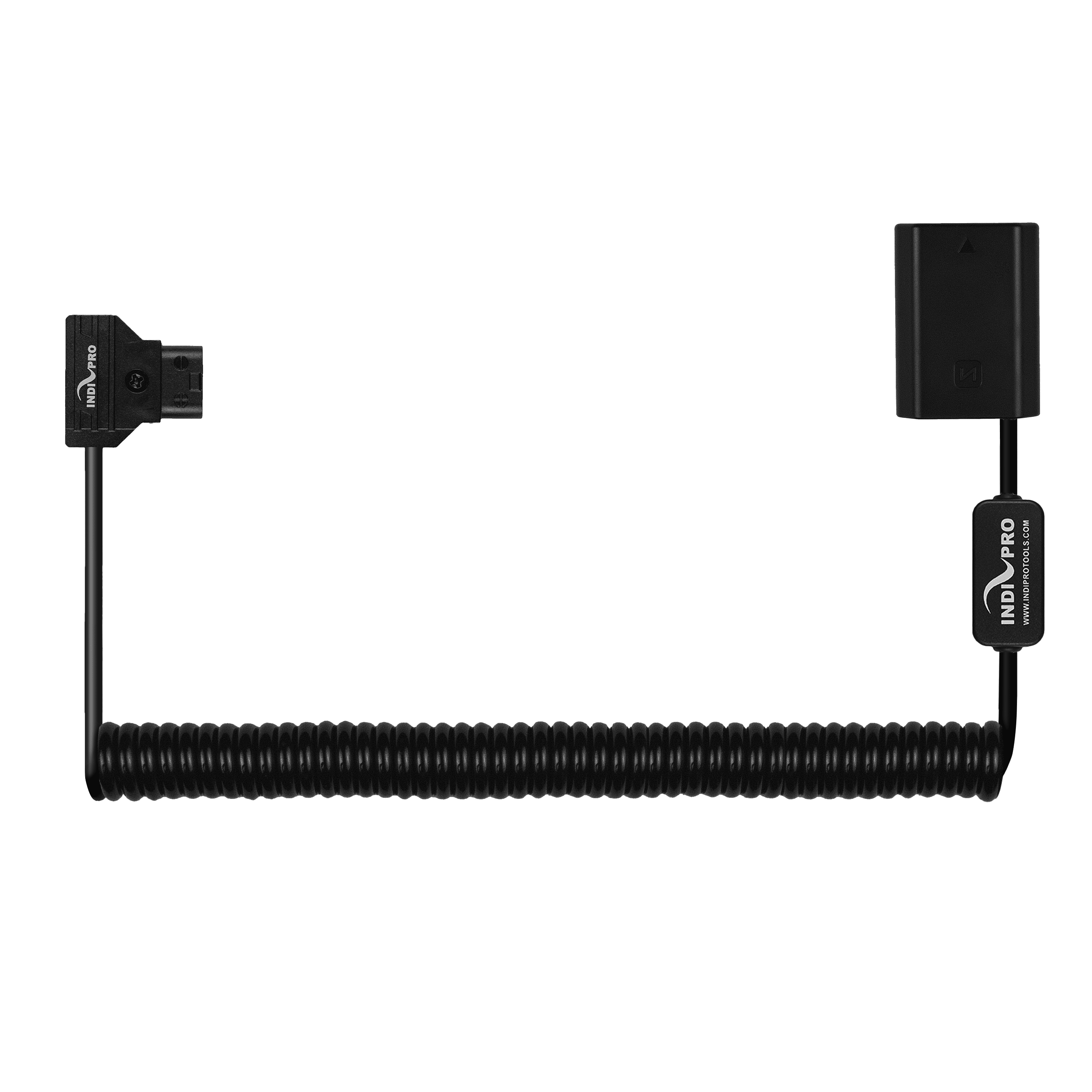 Indipro Coiled D-Tap Power Cable to Sony NP-FZ100 Dummy Battery (24-36", Regulated) D-Tap Regulation Cables Indipro