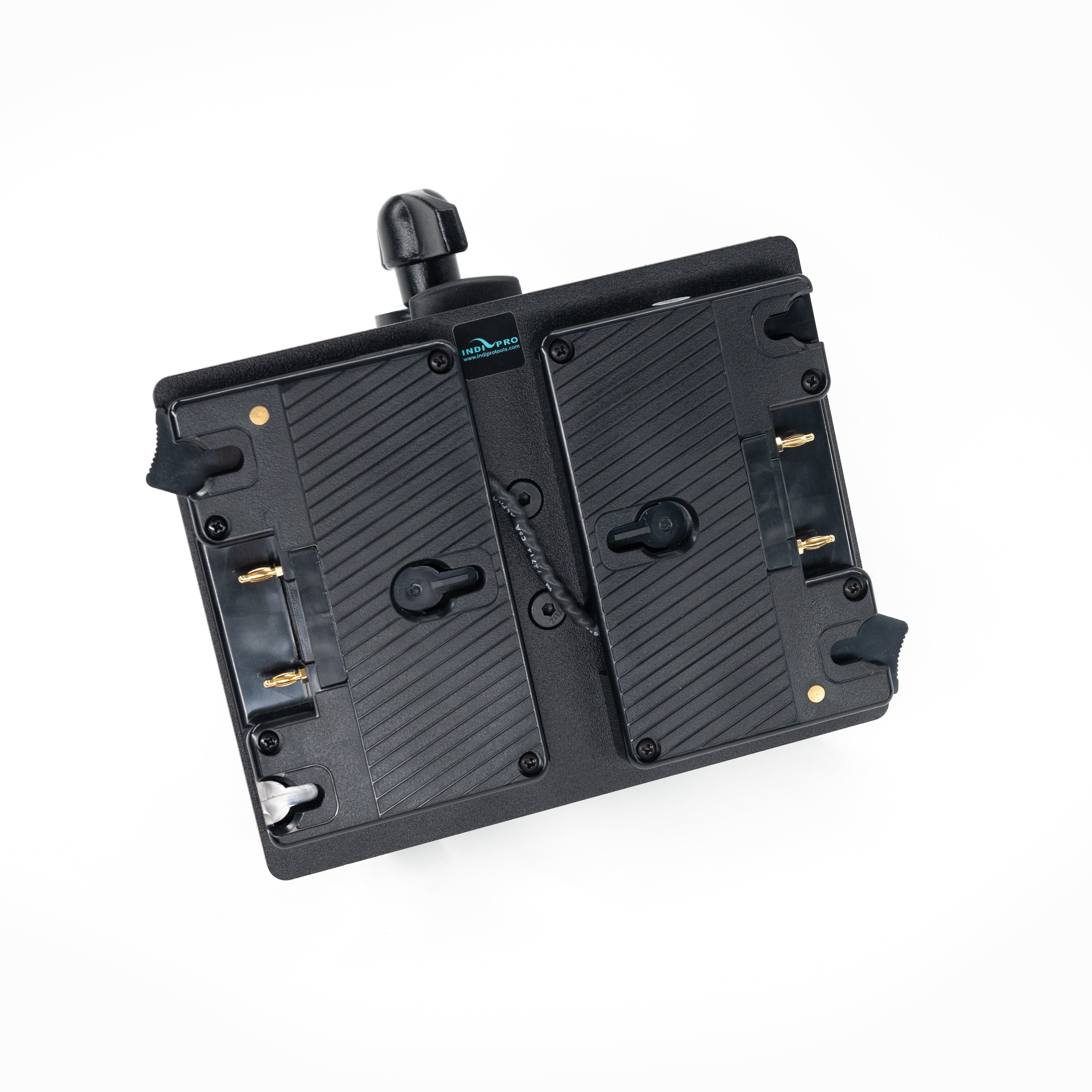 Indipro Dual Gold Mount Battery Plate with 3-Pin XLR Output & Locking Clamp Dual Battery Adapter Plates Indipro