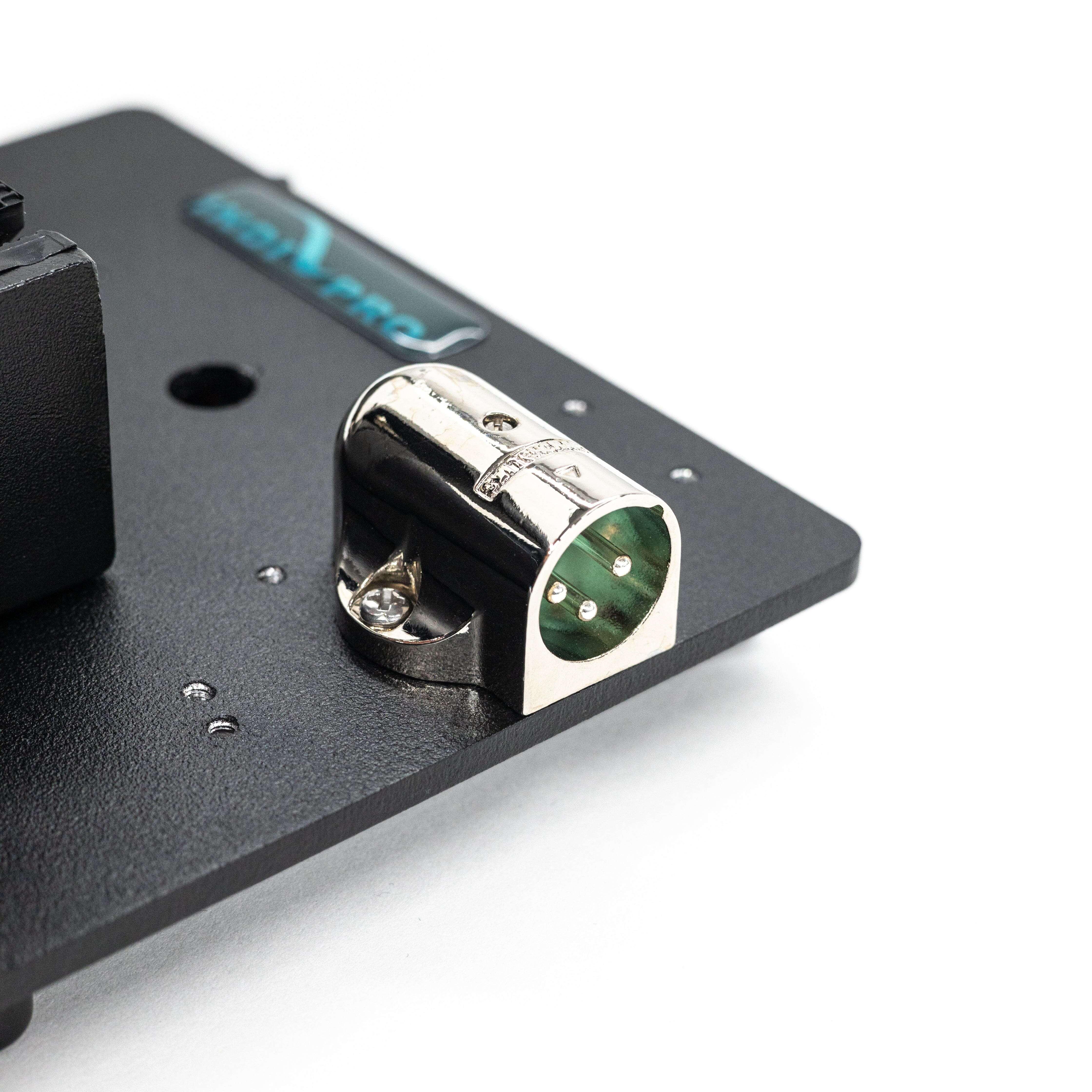 Indipro Dual Gold Mount Battery Plate with 3-Pin XLR Output & Locking Clamp Dual Battery Adapter Plates Indipro