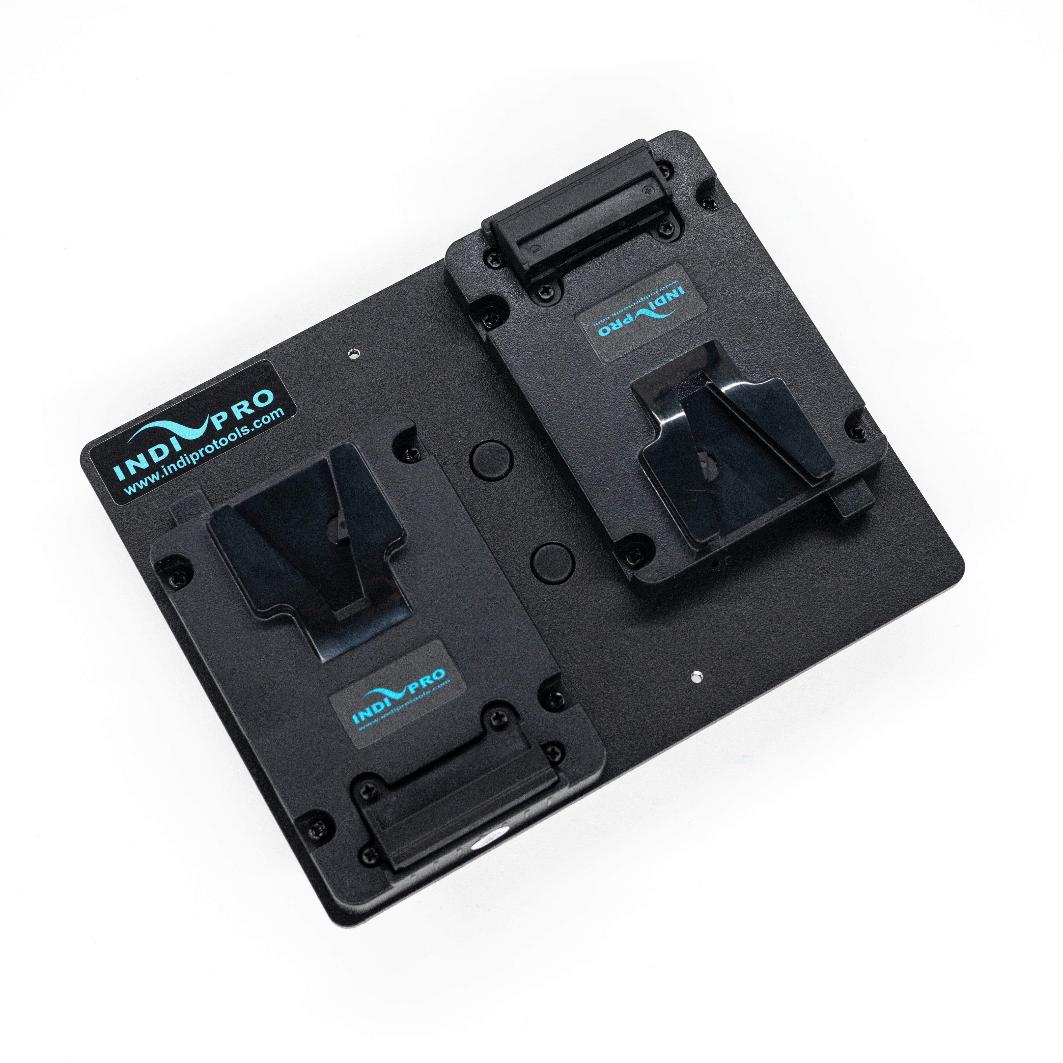 Indipro Dual V-Mount Adapter Plates w/ D-taps to Gold Mount Lock Plate (Hot Swappable) Dual Battery Adapter Plates Indipro