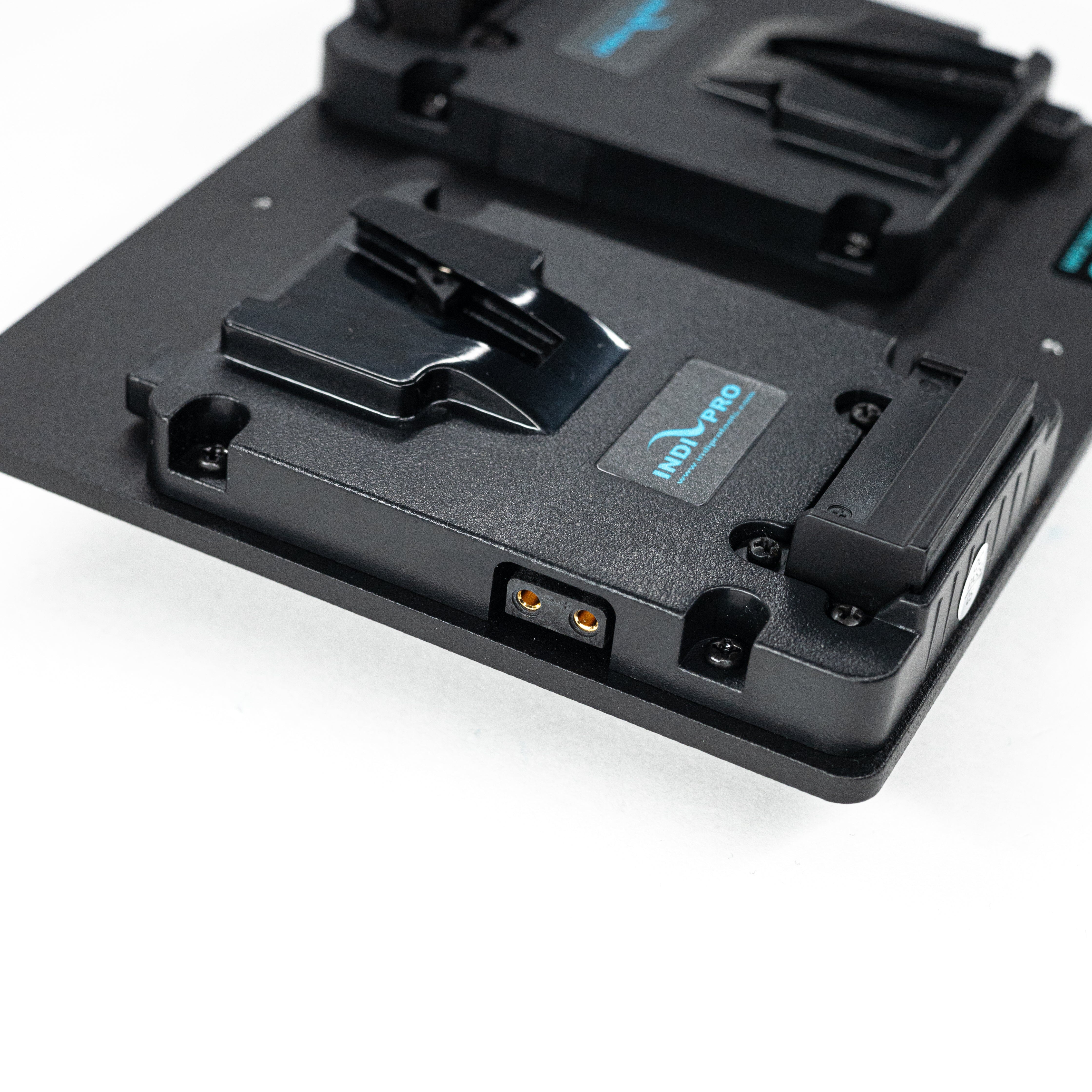 Indipro Dual V-Mount Adapter Plates w/ D-taps to Gold Mount Lock Plate (Hot Swappable) Dual Battery Adapter Plates Indipro