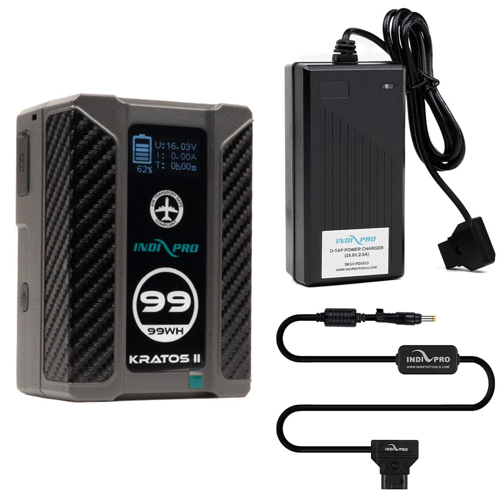 Indipro Kratos 99Wh V-Mount Battery, Charger & D-Tap for Canon C100 Camera Bundle Battery Bundle Indipro