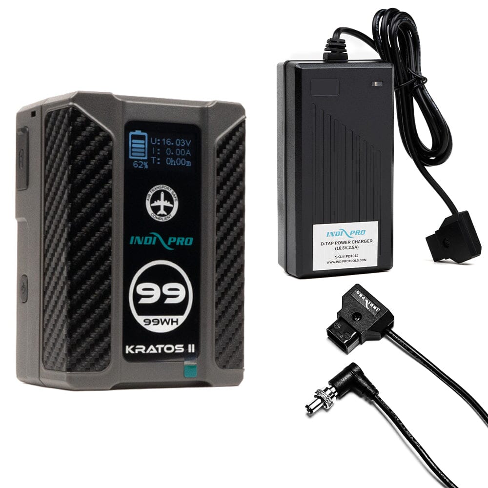 Indipro Kratos 99Wh V-Mount Battery, Charger & D-Tap for Decimator Converters Bundle Battery Bundle Indipro