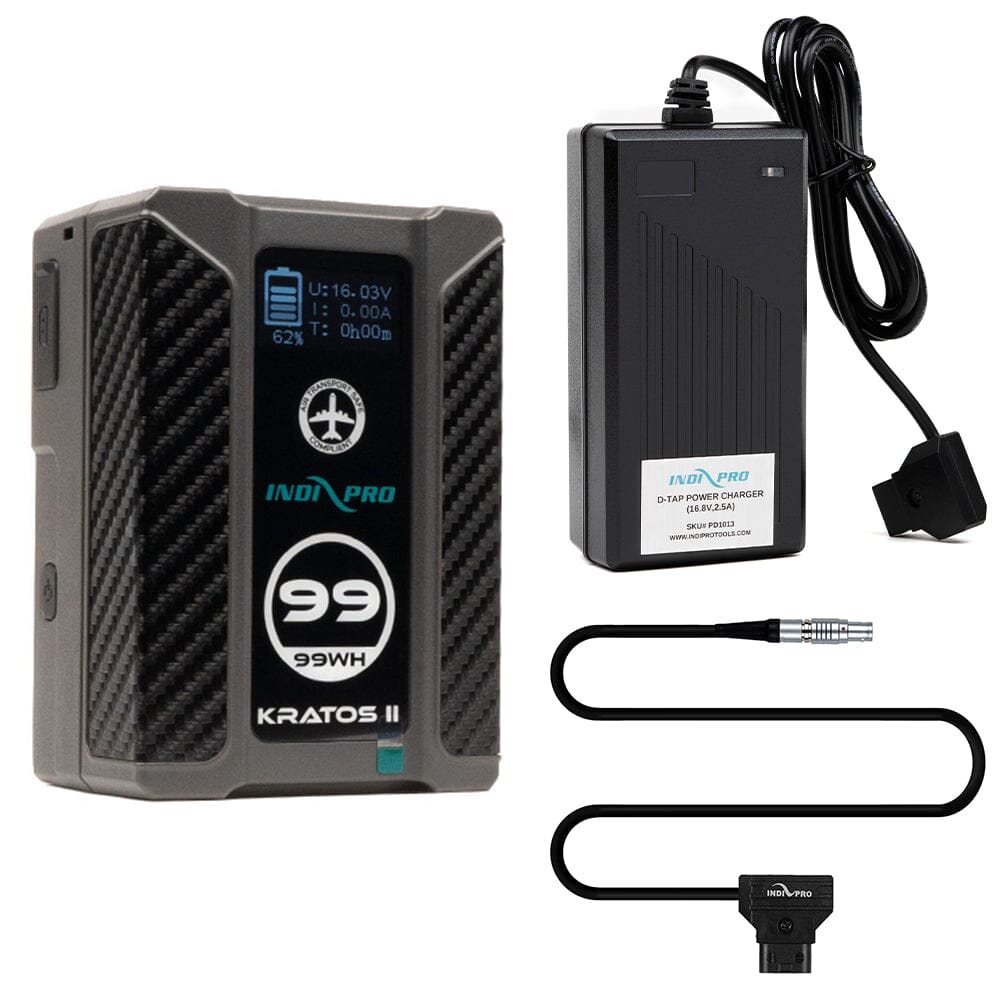 Indipro Kratos 99Wh V-Mount Battery, Charger & D-Tap for RED Epic/Scarlet Bundle Battery Bundle Indipro
