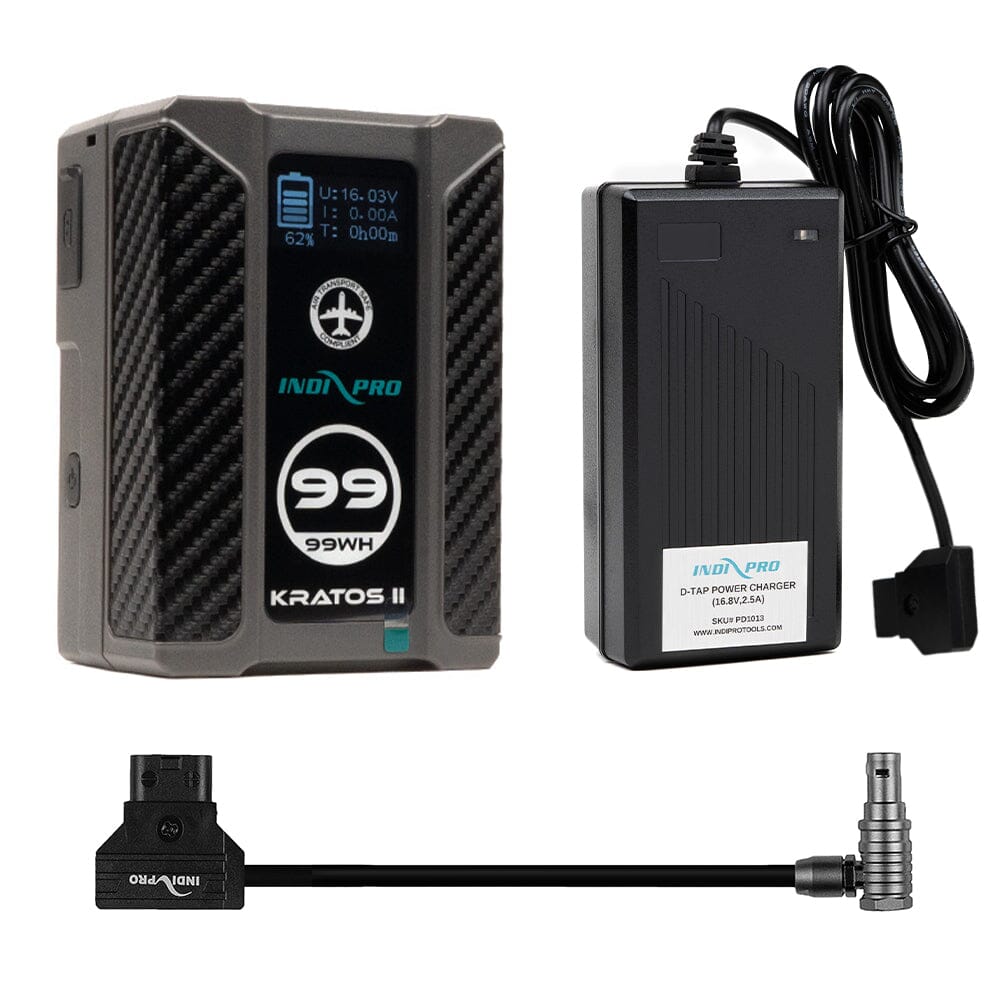 Indipro Kratos 99Wh V-Mount Battery, Charger & D-Tap for RED KOMODO (6") Bundle Battery Bundle Indipro