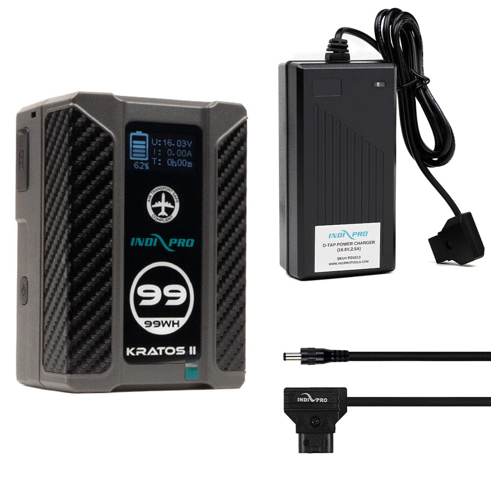 Indipro Kratos 99Wh V-Mount Battery, Charger & D-Tap for Rotolight NEO Light Bundle Battery Bundle Indipro