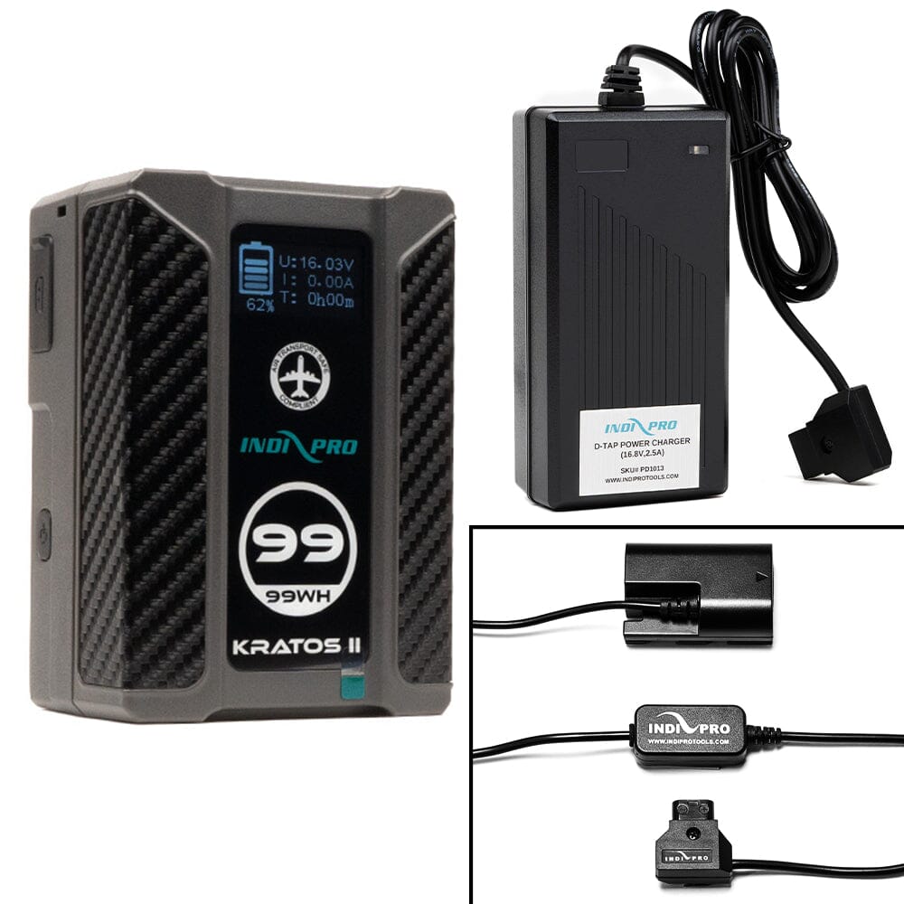 Indipro Kratos 99Wh V-Mount Battery, Charger & D-Tap for SmallHD Monitors Bundle Battery Bundle Indipro