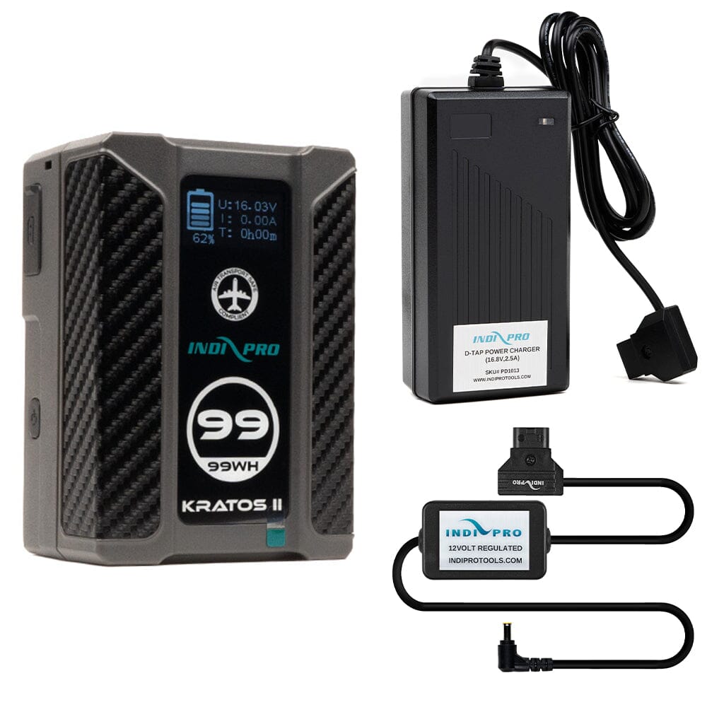 Indipro Kratos 99Wh V-Mount Battery, Charger & D-Tap for Sony PXW-FS7 Camera Bundle Battery Bundle Indipro