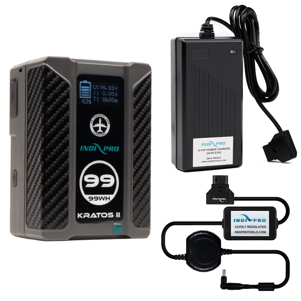Indipro Kratos 99Wh V-Mount Battery, Charger & D-Tap for Sony PXW-FX9 Bundle Battery Bundle Indipro
