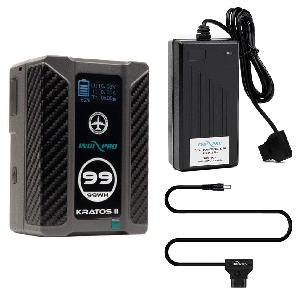 Indipro Kratos 99Wh V-Mount Battery, Charger & D-Tap Roland V-02HD Video Mixer Bundle Battery Bundle Indipro