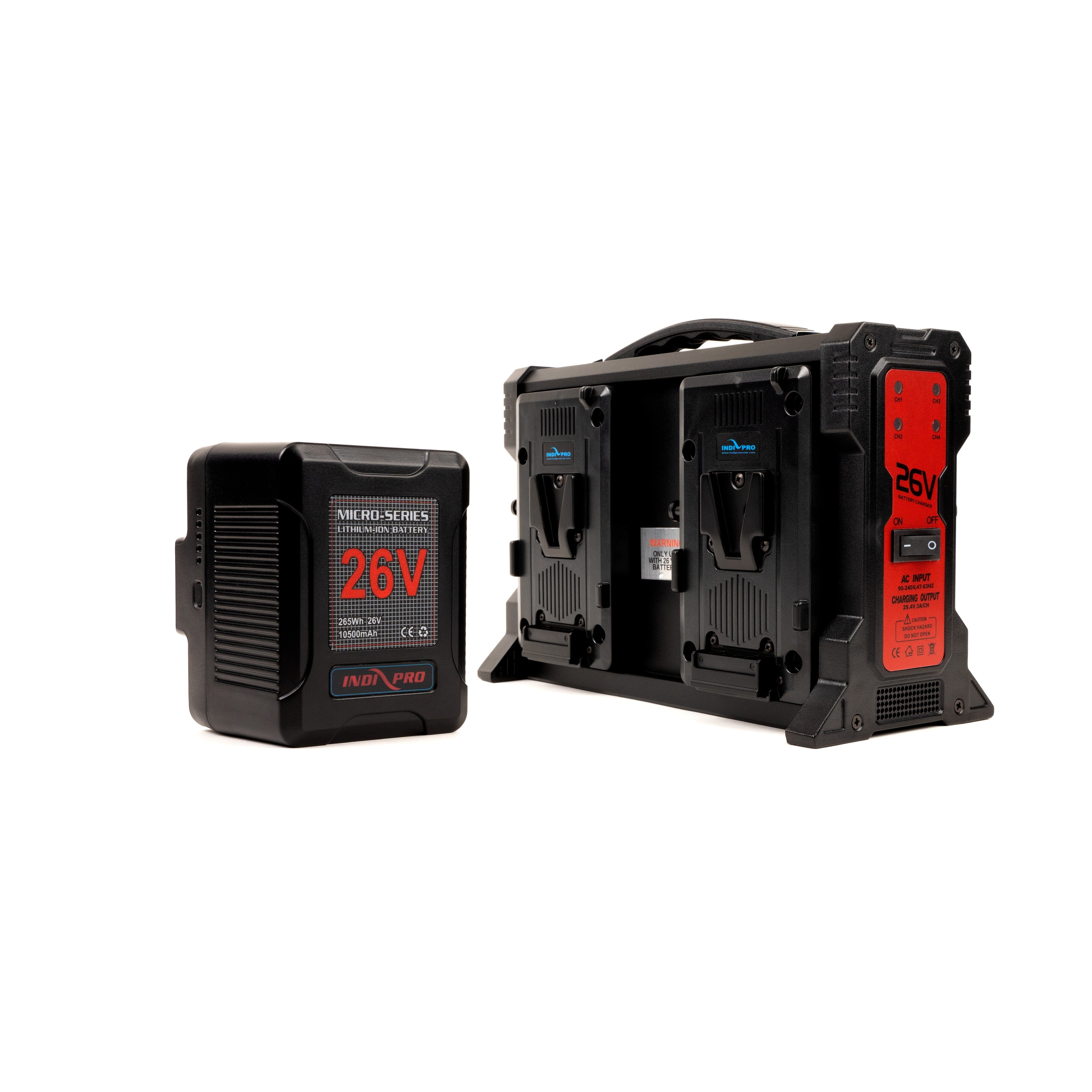 Indipro Micro-Series 26V 260Wh Lithium-Ion Battery and 26V Charger Kit (Gold Mount) Charger Kit Indipro