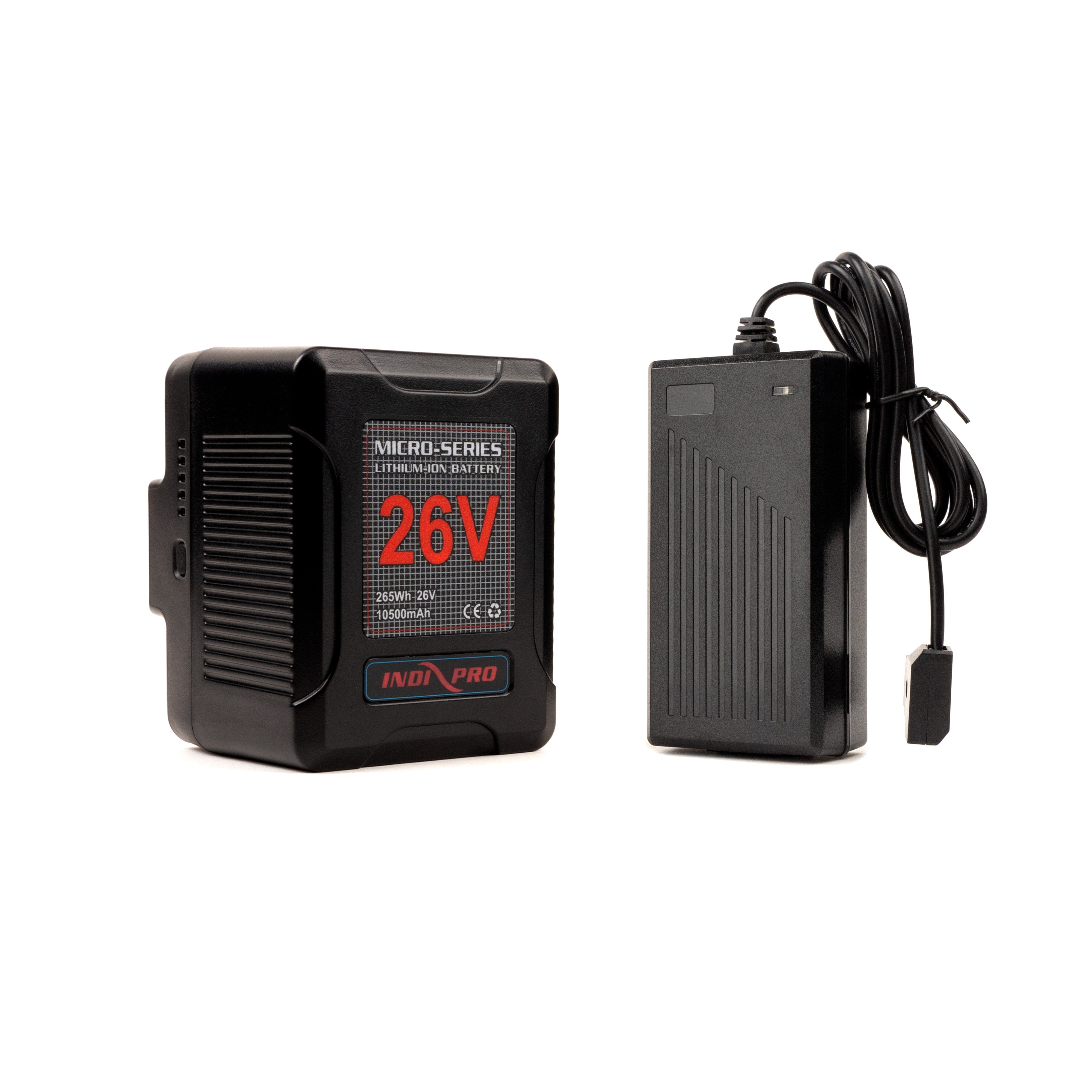 Indipro Micro-Series 26V 260Wh Lithium-Ion Battery (Gold Mount) & D-Tap Charger Kit Charger Kit Indipro