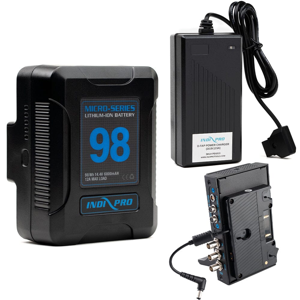 Indipro Micro Series 98Wh Gold Mount Battery, Charger & Gold Mount Nitro Plate to Sony PXW-FX9 Bundle Battery Bundle Indipro