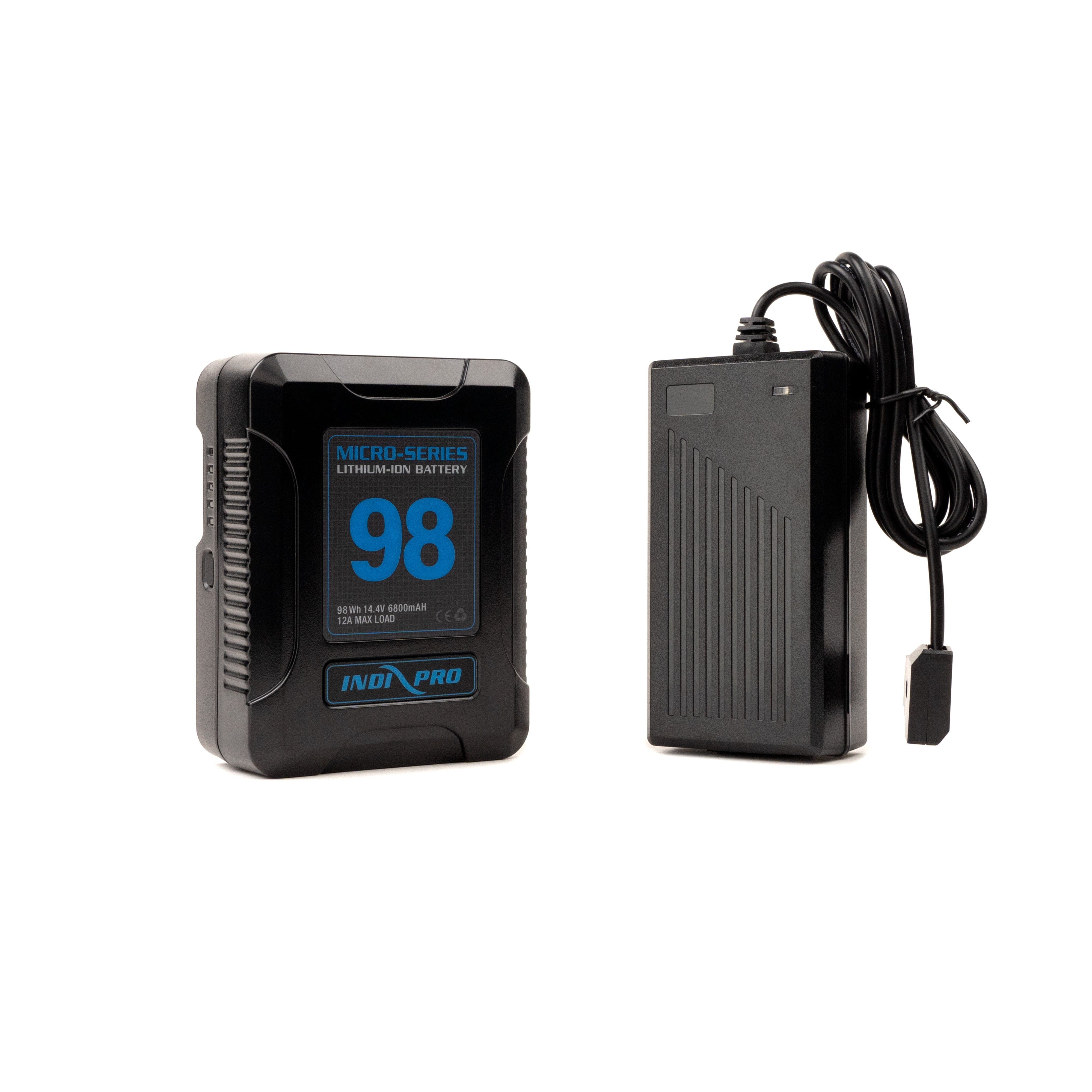Indipro Micro-Series 98Wh Li-Ion V-Mount Battery and D-Tap Pro Charger (2.5A) Kit Battery Kit Indipro