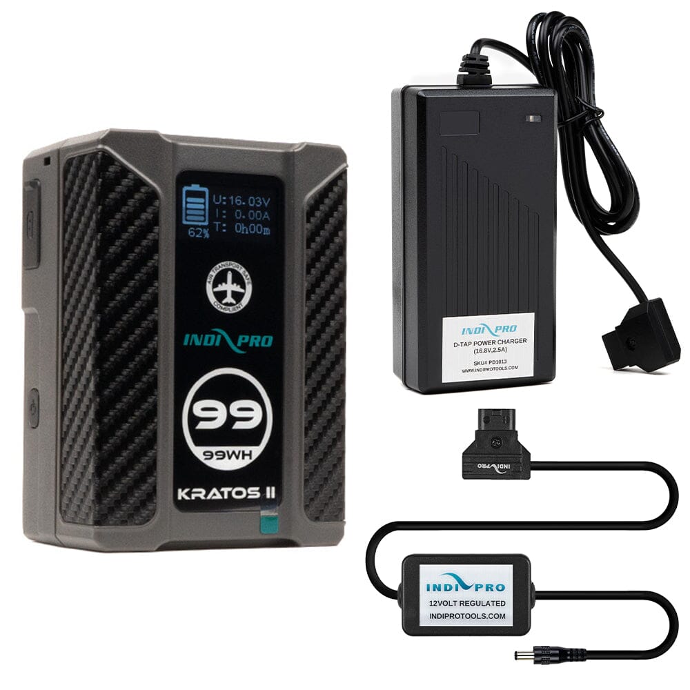 Indipro Micro Series 98Wh V-Mount Battery, Charger & D-Tap for Atomos Recorders/ Monitors Bundle Battery Bundle Indipro