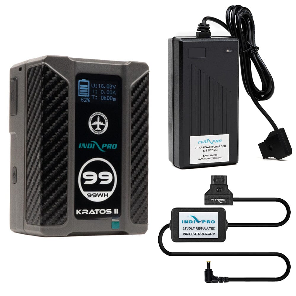 Indipro Micro Series 98Wh V-Mount Battery, Charger & D-Tap for Canon COMPACT-SERVO Lenses Bundle Battery Bundle Indipro