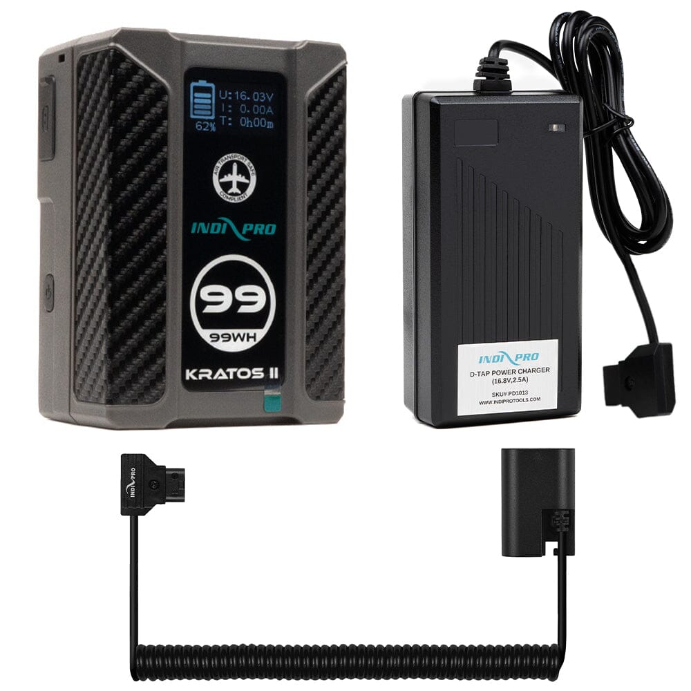Indipro Micro Series 98Wh V-Mount Battery, Charger & D-Tap for Canon R5 C Camera Bundle Battery Bundle Indipro