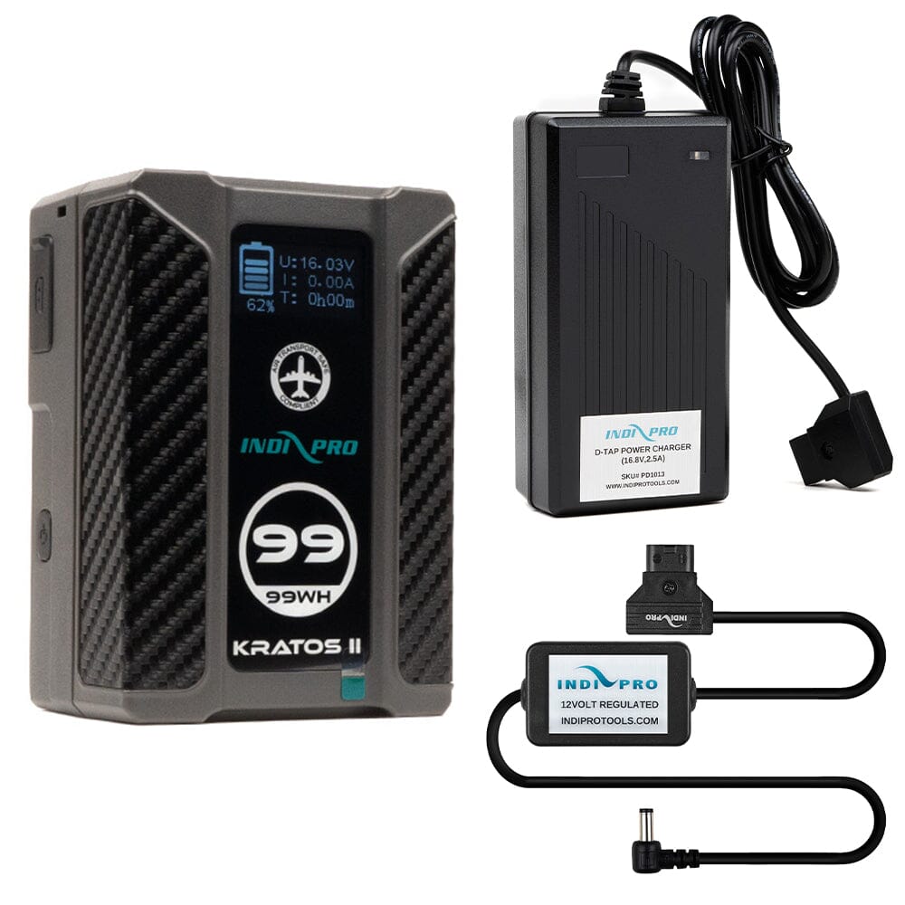 Indipro Micro Series 98Wh V-Mount Battery, Charger & D-Tap for JVC GY-H 500U Camera Bundle Battery Bundle Indipro