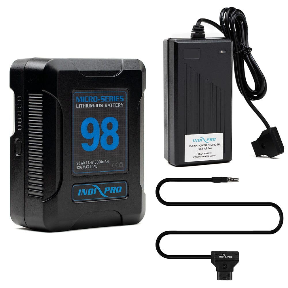 Indipro Micro Series 98Wh V-Mount Battery, Charger & D-Tap for Odyssey monitor/recorder Bundle Battery Bundle Indipro