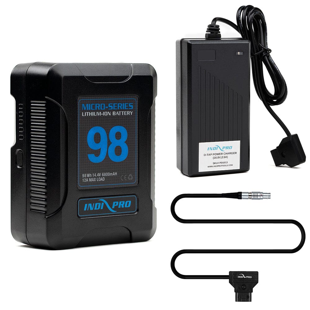 Indipro Micro Series 98Wh V-Mount Battery, Charger & D-Tap for RED Epic/Scarlet Bundle Battery Bundle Indipro