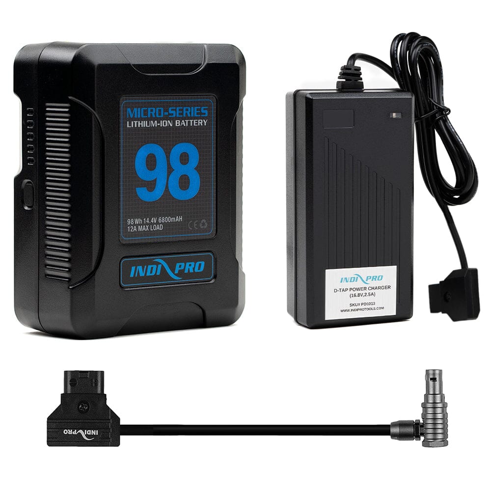 Indipro Micro Series 98Wh V-Mount Battery, Charger & D-Tap for RED KOMODO (6") Bundle Battery Bundle Indipro