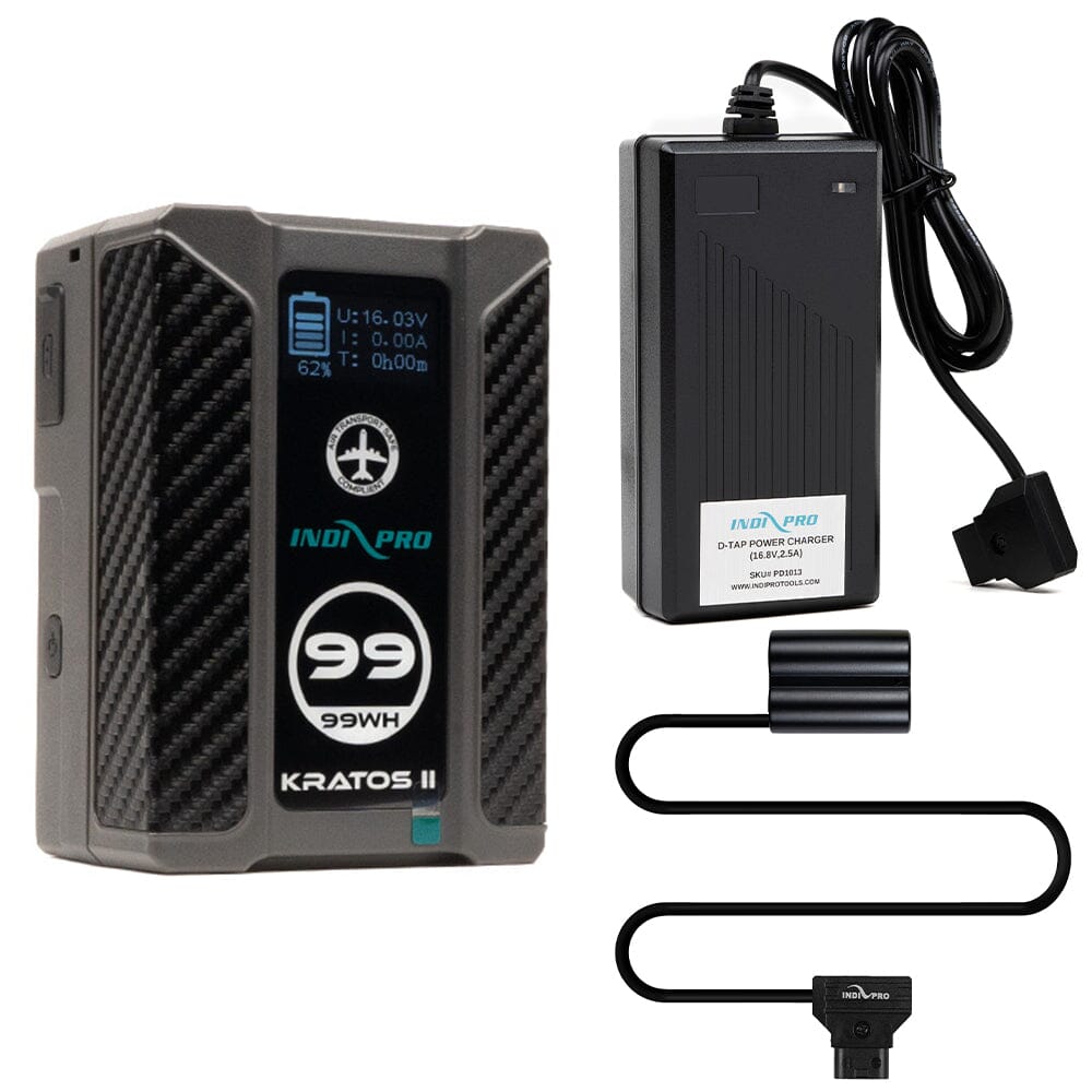 Indipro Micro Series 98Wh V-Mount Battery, Charger & D-Tap to Fujifilm NP-W235 Battery Bundle Battery Bundle Indipro