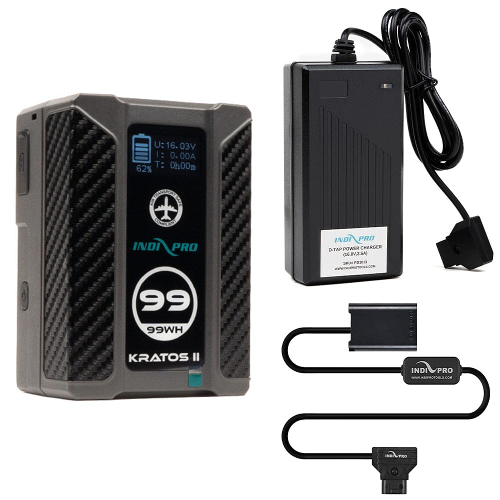 Indipro Micro Series 98Wh V-Mount Battery, Charger & D-Tap to NP-BX1 Battery Bundle Battery Bundle Indipro