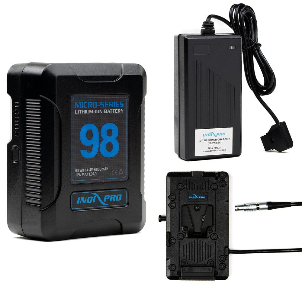 Indipro Micro Series 98Wh V-Mount Battery, Charger & V-Mount Plate for RED Epic/Scarlet Bundle Battery Bundle Indipro