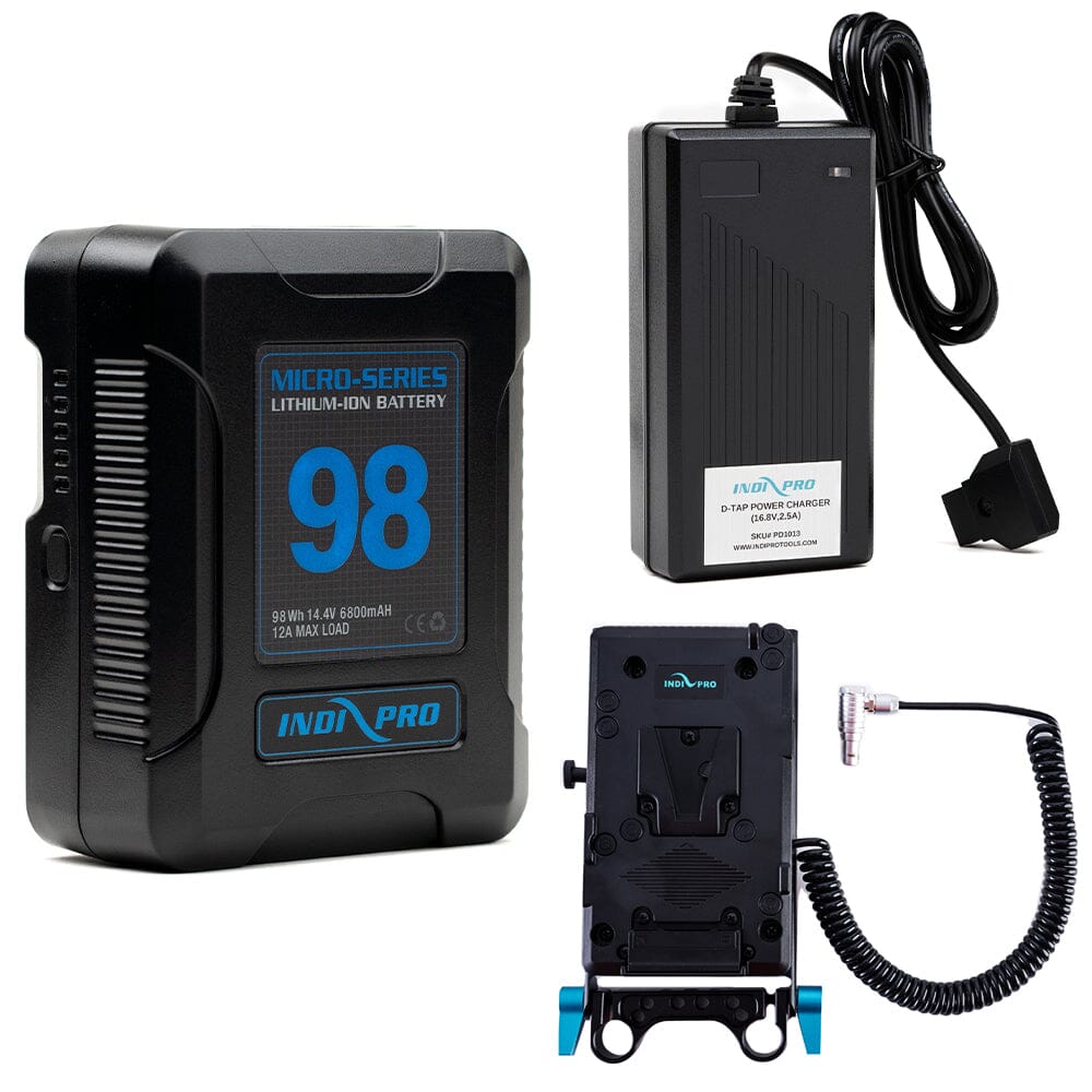 Indipro Micro Series 98Wh V-Mount Battery, Charger & V-Mount Plate for RED KOMODO Bundle Battery Bundle Indipro