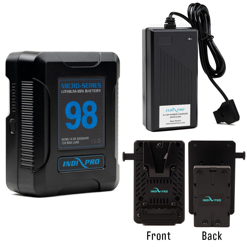 Indipro Micro Series 98Wh V-Mount Battery, Charger & V-Mount to BP-U Converter Bundle Battery Bundle Indipro