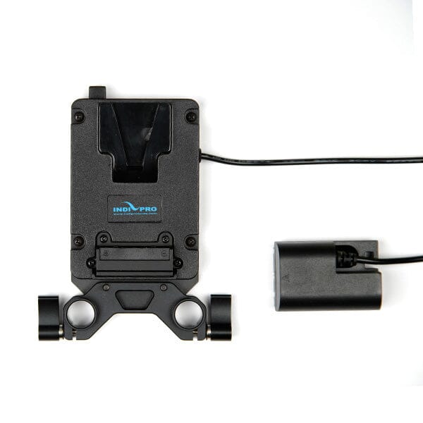 Indipro Mini V-Mount Adapter Plate to Canon LP-E6 Dummy Battery with 15mm Rod Mount (20") V-Mount Adapter Plate Indipro