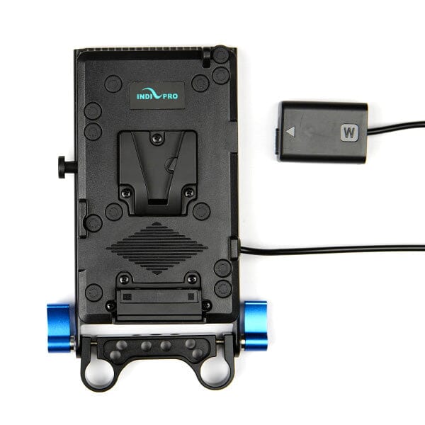 Indipro V-Mount Battery Plate to Sony NP-FW50 Dummy Battery with 15mm Rod Mount (20") V-Mount Adapter Plate Indipro