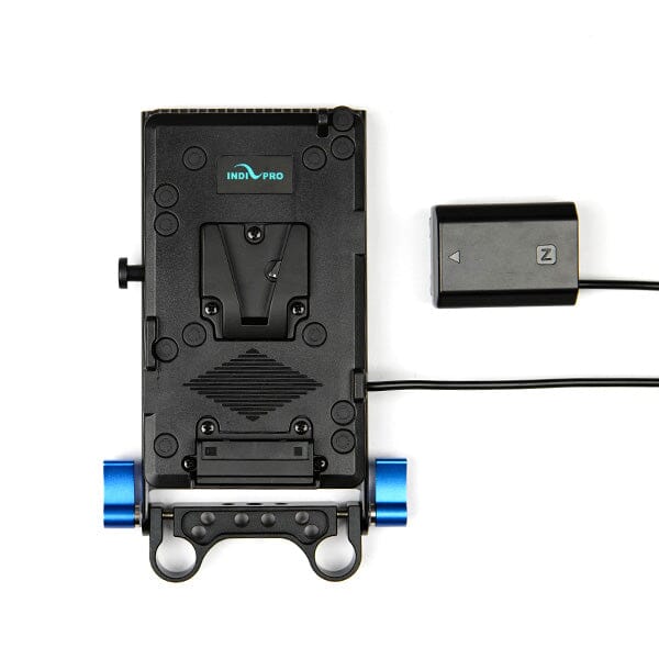 Indipro V-Mount Battery Plate to Sony NP-FZ100 Dummy Battery with 15mm Rod Mount (20") V-Mount Adapter Plate Indipro