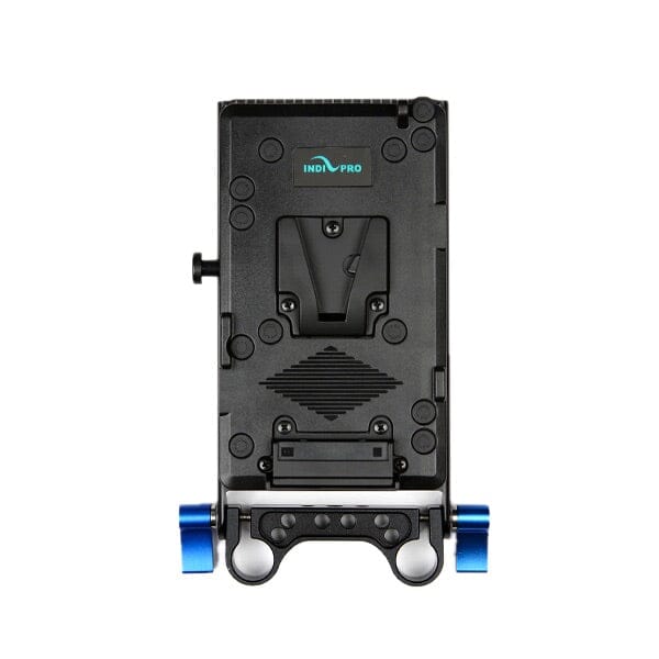 Indipro V-Mount Battery Plate with D-Tap Outputs and 15mm Rod Mount V-Mount Adapter Plate Indipro