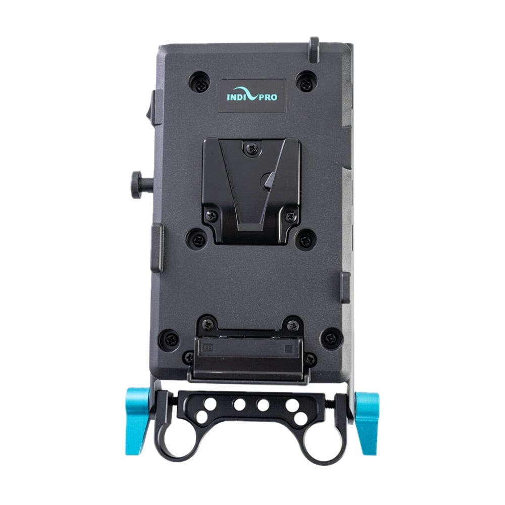 Indipro V-Mount Battery Plate with Multiple Output Ports and 15mm Rod Mount V-Mount Adapter Plate Indipro