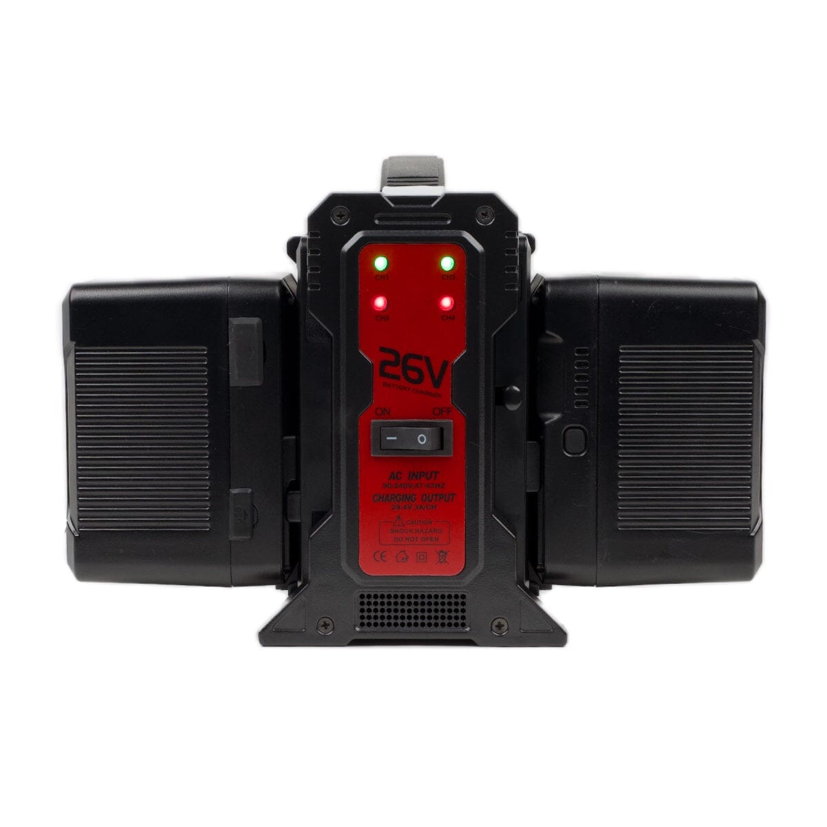 Indipro V-Mount Quad 26V Battery Charger with XLR Output Quad Battery Charger Indipro