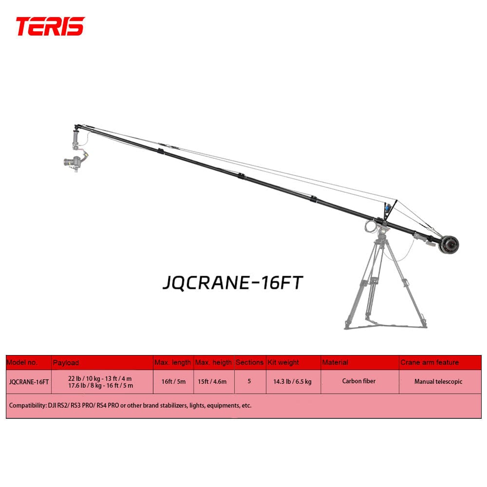 Teris JQCRANE-16FT Telescopic Carbon Fiber Mini Jib Arm Mini Jib Teris