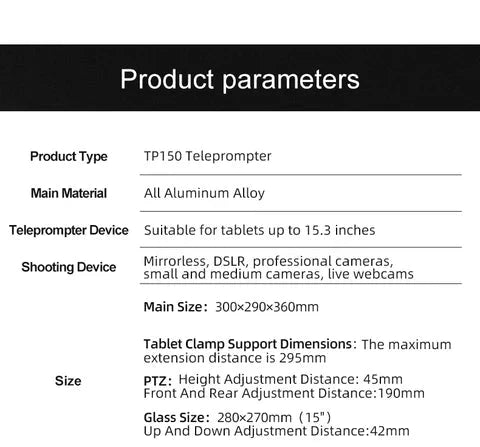 TP150 Teleprompter Teleprompter Desview