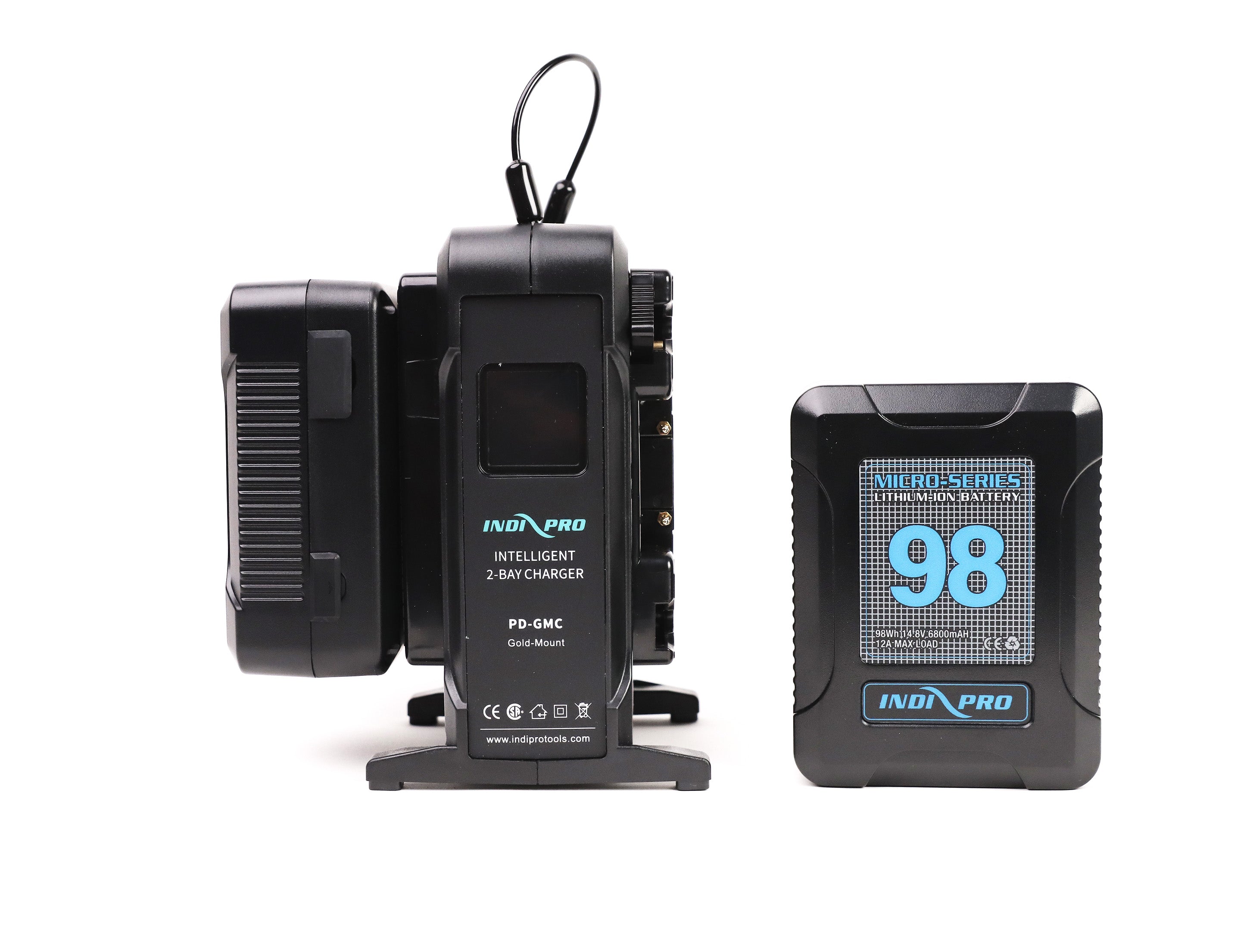 2x Micro-Series 98Wh Gold Mount Li-Ion Batteries and Dual Gold Mount Battery Intelligent Charger Kit Indipro Tools