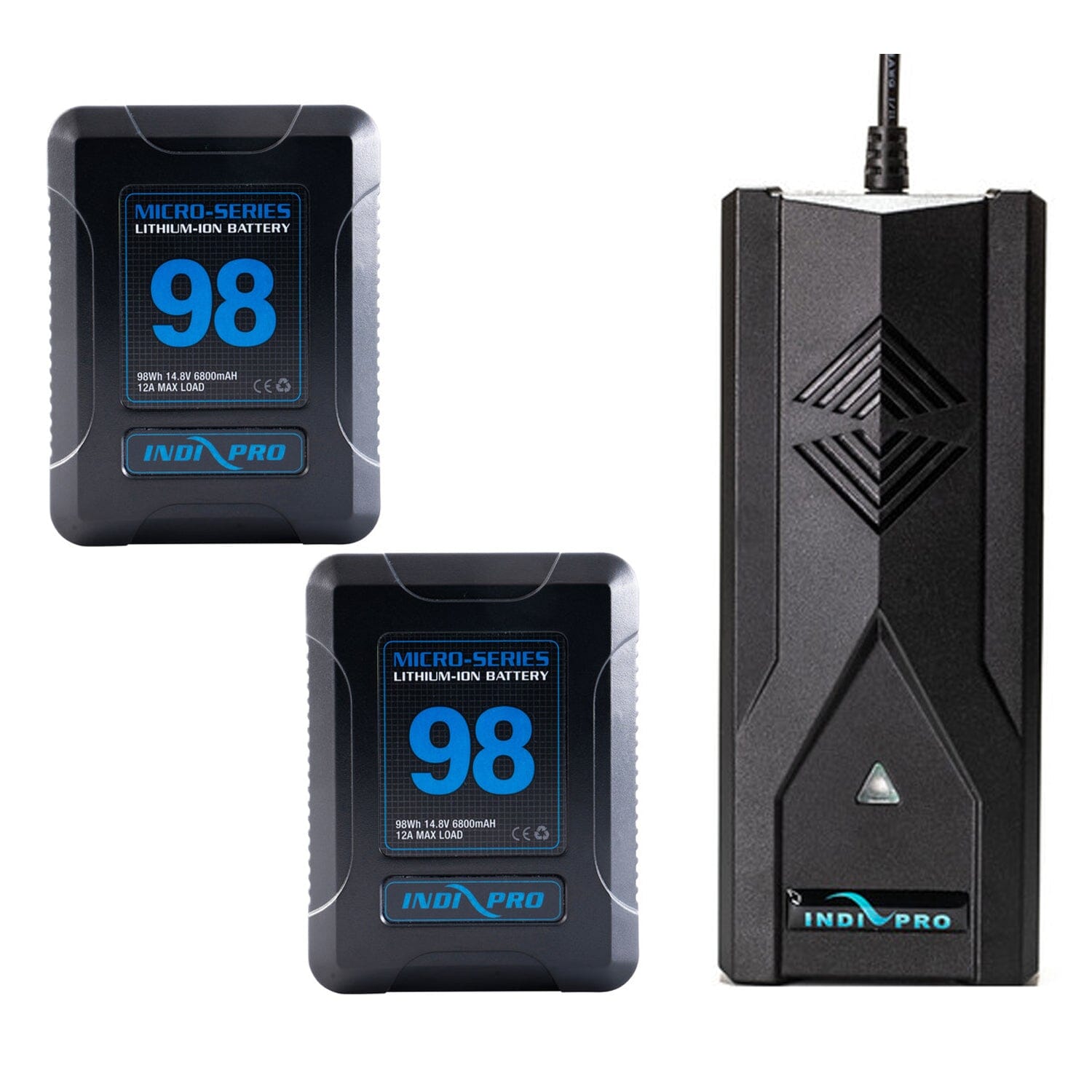2x Micro-Series 98Wh Gold Mount Li-Ion Batteries with D-Tap to Pro Battery Supercharger Kit Battery Kit Indipro Tools