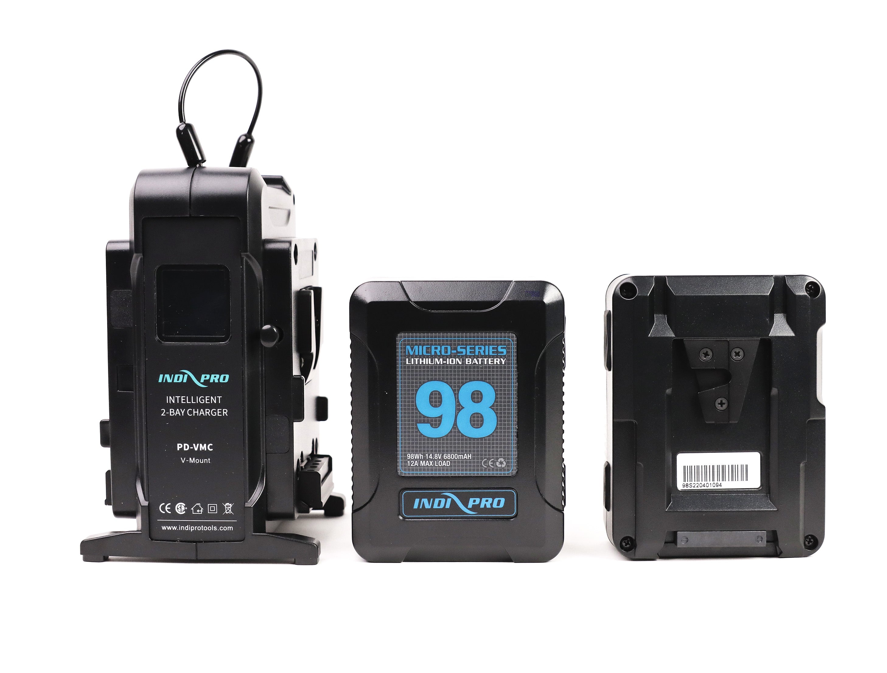 2x Micro-Series 98Wh V-Mount Li-Ion Batteries and Dual V-Mount Battery Intelligent Charger Kit Indipro Tools