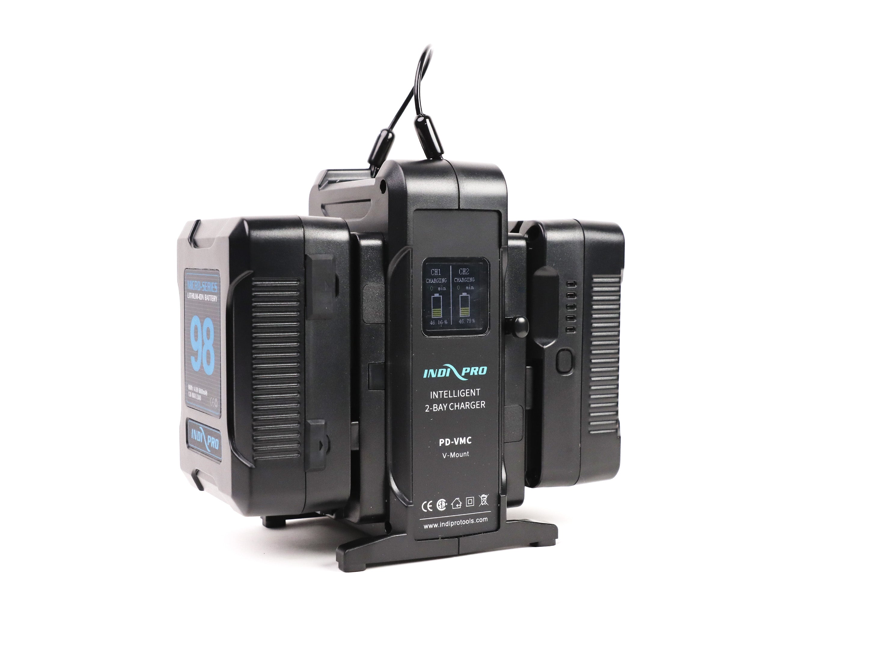 2x Micro-Series 98Wh V-Mount Li-Ion Batteries and Dual V-Mount Battery Intelligent Charger Kit Indipro Tools